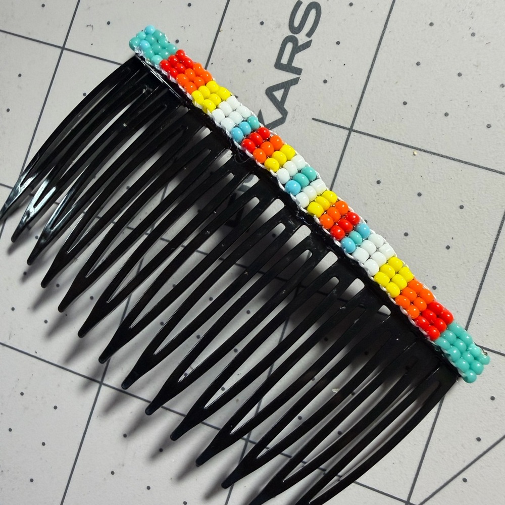 Beaded Black Hair Comb